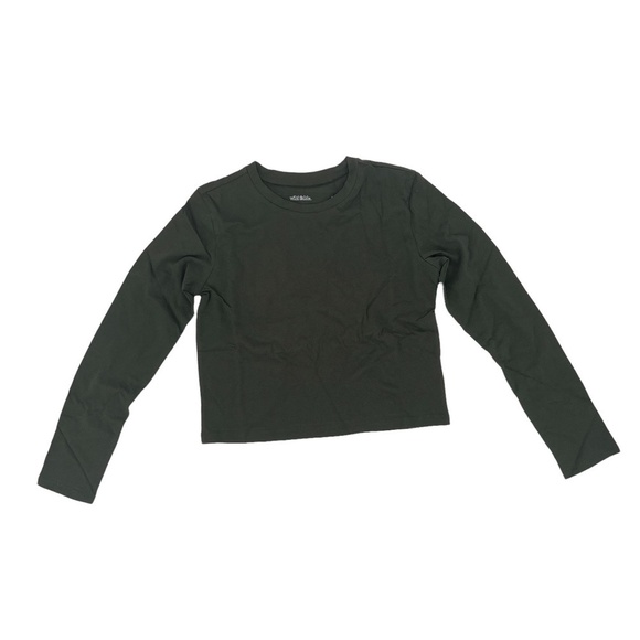 NWT Wild Fable Green Long Sleeve Cropped Boxy Shirt Size Large Women's - Picture 1 of 8